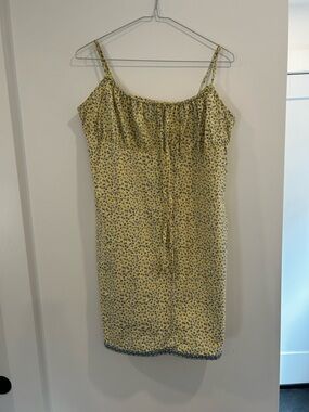 Vintage Request 90s Butter Mom Yellow & Blue Floral Spaghetti Strap Sundress